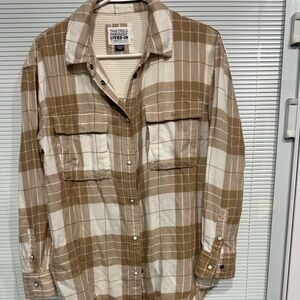American Eagle Outfitters Brown Plaid Flannel Button Down Shirt
